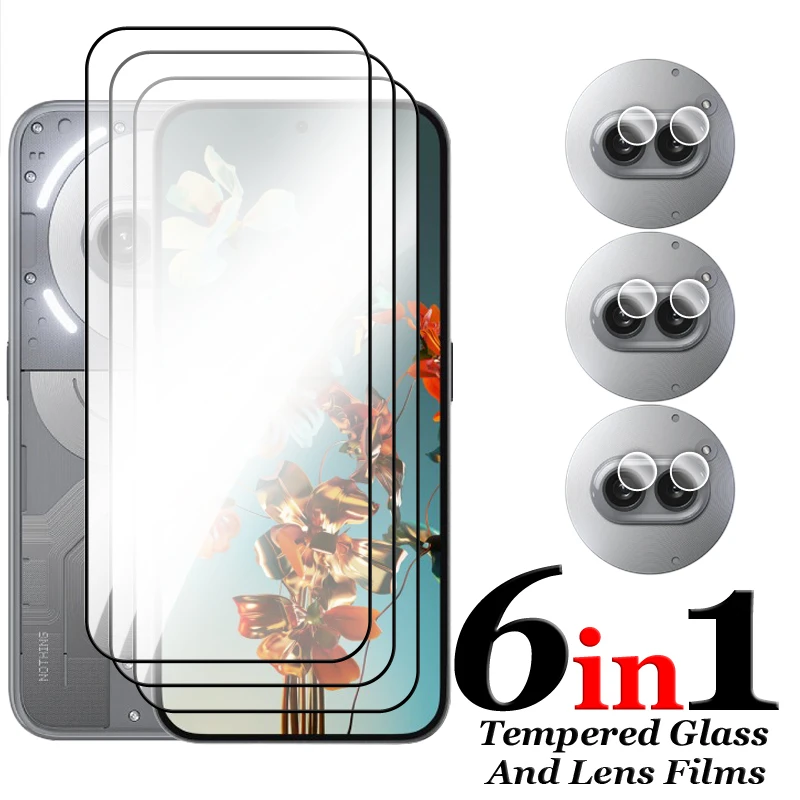 

6in1 For Nothing Phone 2a Plus Glass For Phone 2a Plus Tempered Glass 2.5D Full Cover Screen Protector For Phone 2a Plus Film