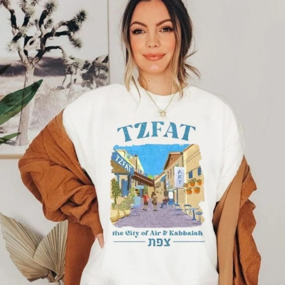 

Tzfat Israel Shirt Women Sweatshirt Short-sleeve Fashion Summer Clothes for Women Casual Clothes Streetwear Camisetas Mujer
