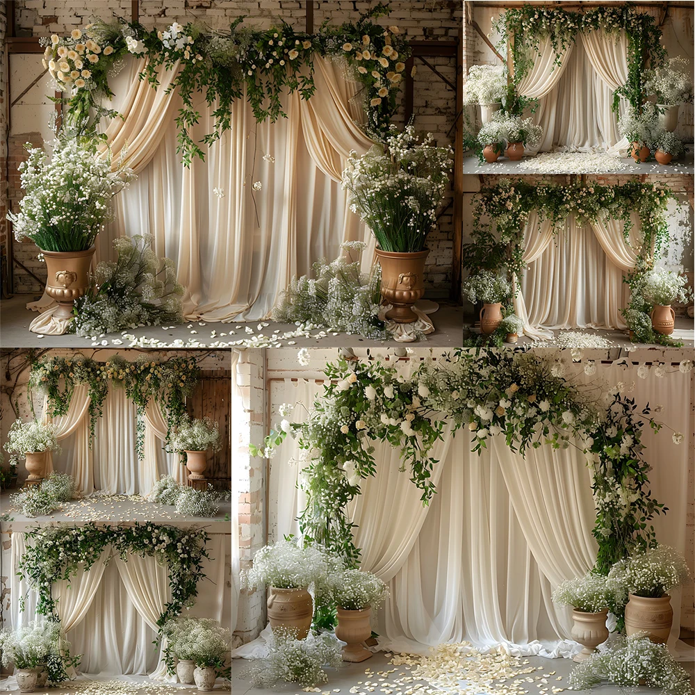 Wedding Photography Background Flower Wall Curtain Decor Girl Boudoir Backdrop Banner Wedding Birthday Portrait Studio Prop