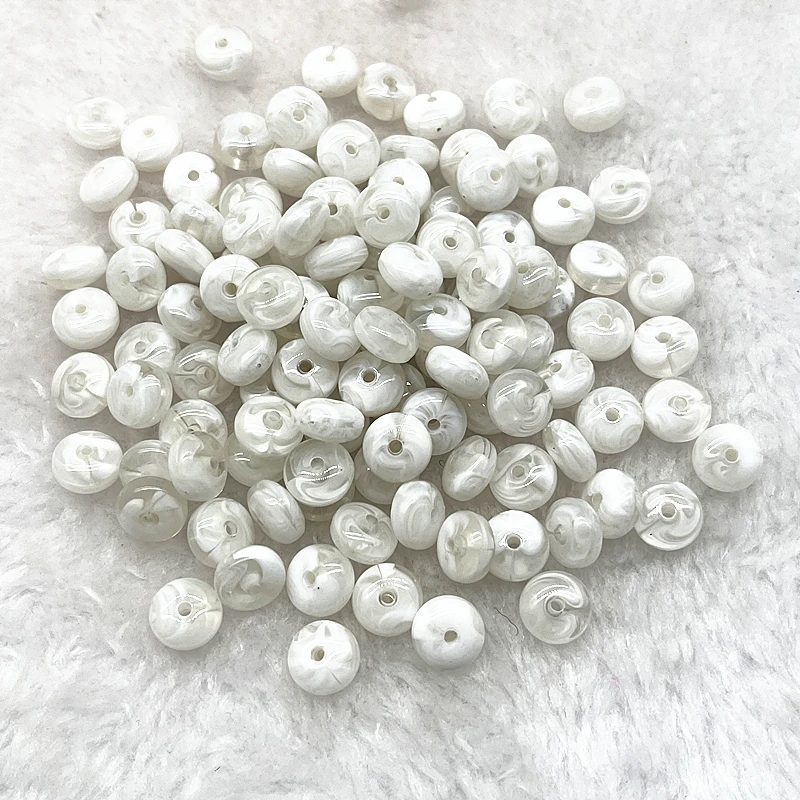 30pcs 10x5mm Flat Shape Acrylic Beads Spacer Loose Beads for Jewelry Making DIY Bracelet Accessories