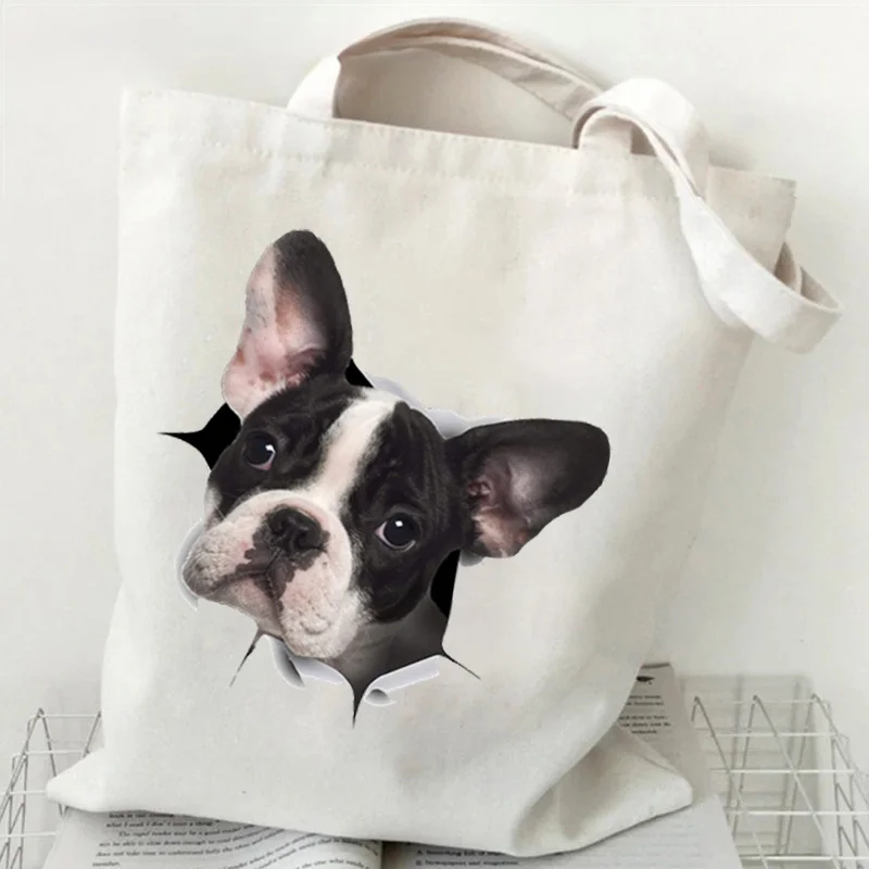 

Vintage Harajuku-Inspired Dog & Puppy Print Canvas Tote Bag for Women Shoulder Handbag with Open Top Ideal for Daily Use