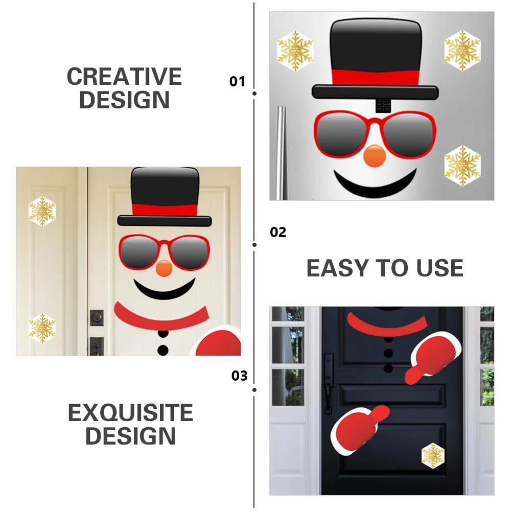 

Snowman Fridge Magnet Christmas Wall Sticker Decor Refrigerator Stickers for Gifts Decoration Xmas Decals Winter