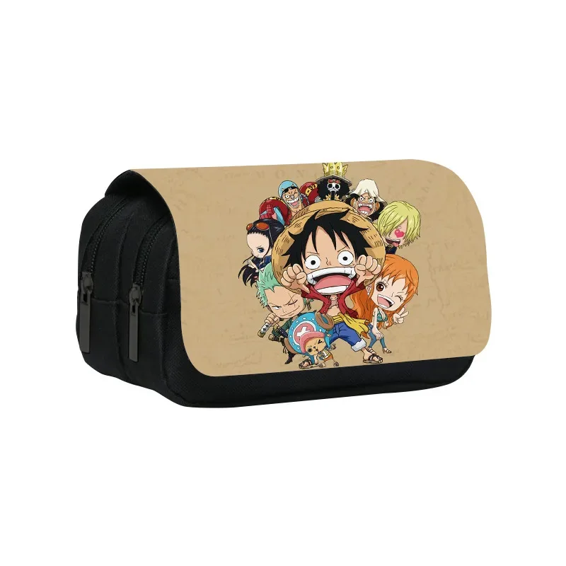 School Pencil Cases Action Figure Student School Bag Zoro Large Capacity Bags Stationery Box One Piece Luffy Back Anime Toy Toys