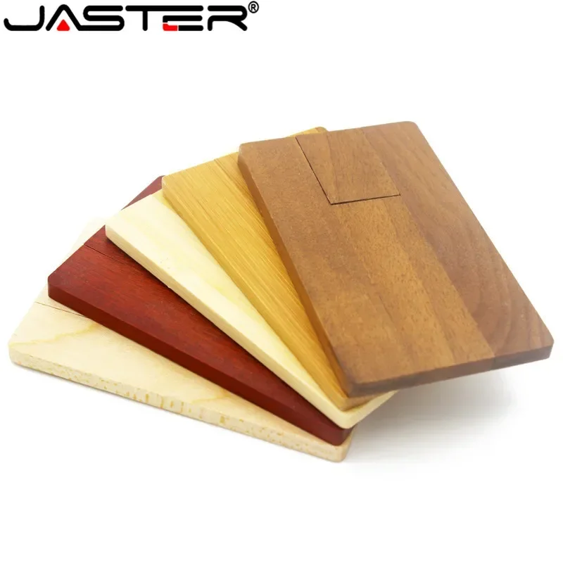 JASTER LOGO personality maple wooden card USB flash drive U disk gift pendrive 4GB 8GB 16GB 32GB 64GB (1 PCS free LOGO)