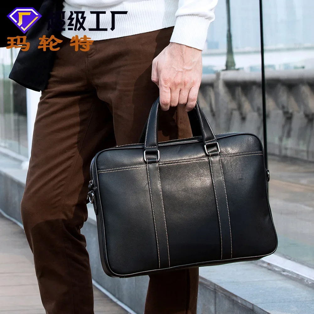 Genuine leather men's briefcase business handbag computer bag men's cowhide shoulder crossbody bag official bag