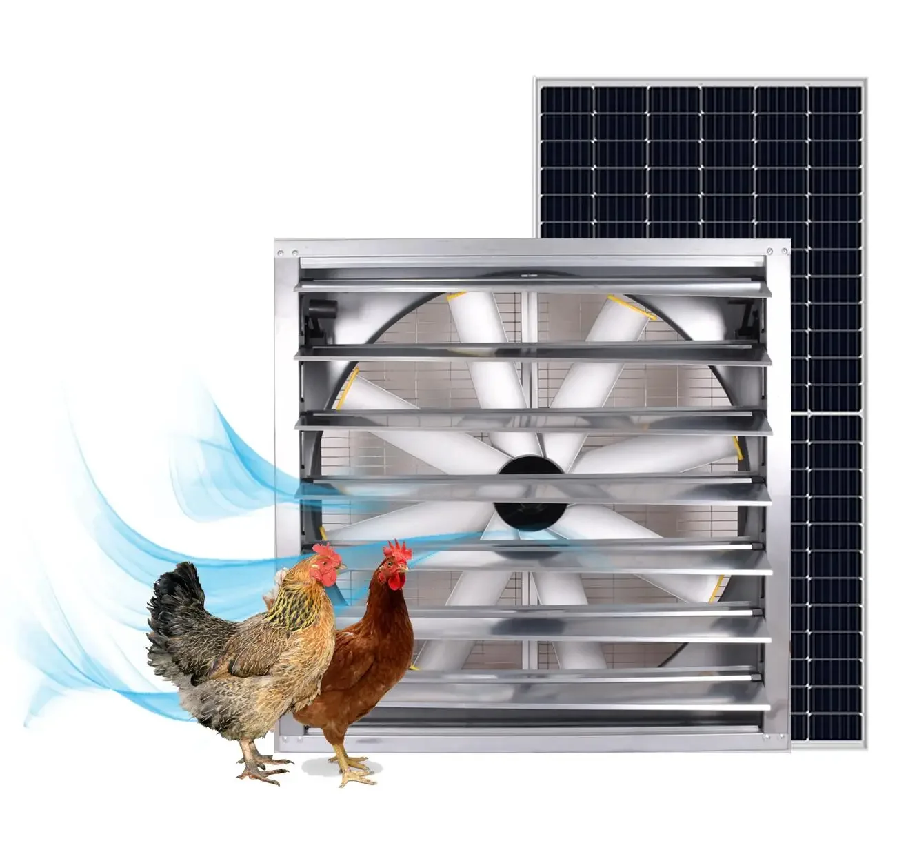 Poultry Farm Fan 440W 48 Inch Large Solar Powered Ventilation Fans for Dairy Chicken Pig Farm Fan