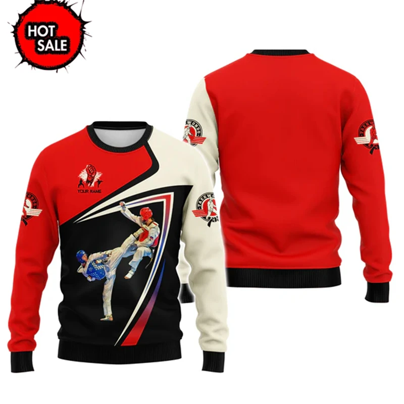 New Custom 3D Print Taekwondo Pattern Man O-Neck Sweaters Men Casual Boy Girls Tops Oversized Fashion Kids Sweatshirts Wholesale