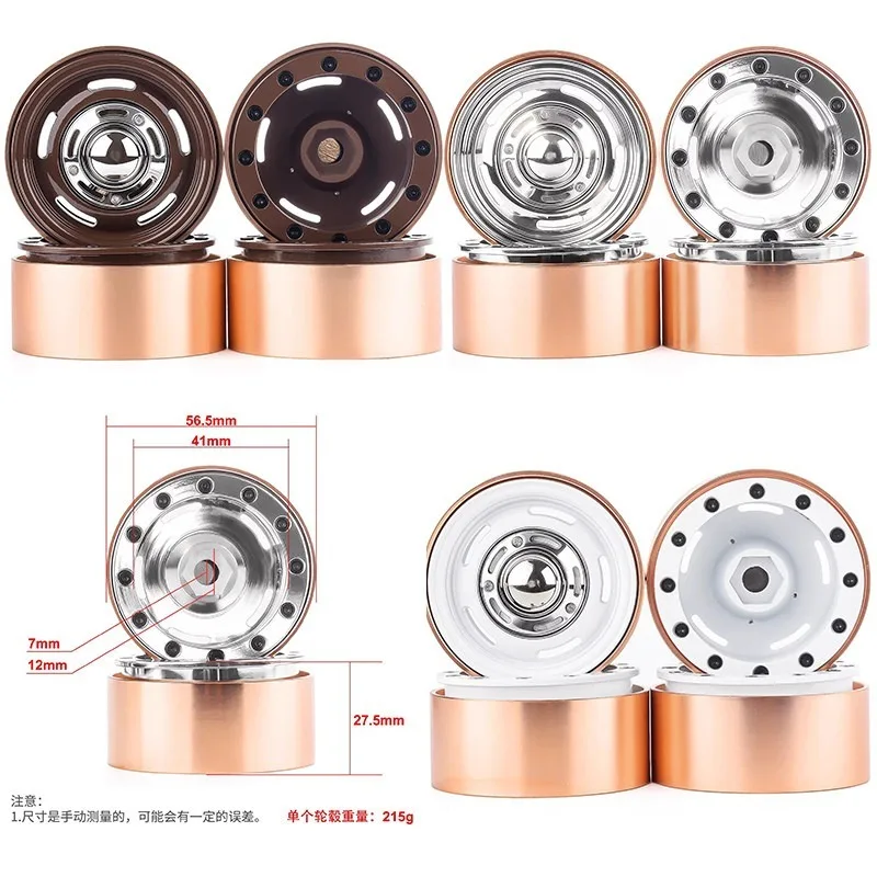 1,9'' Beadlock-Metallfelge mit Nabenadapter 56x27mm 12mm für 1/10 1/12 RC-Crawler-Zubehör