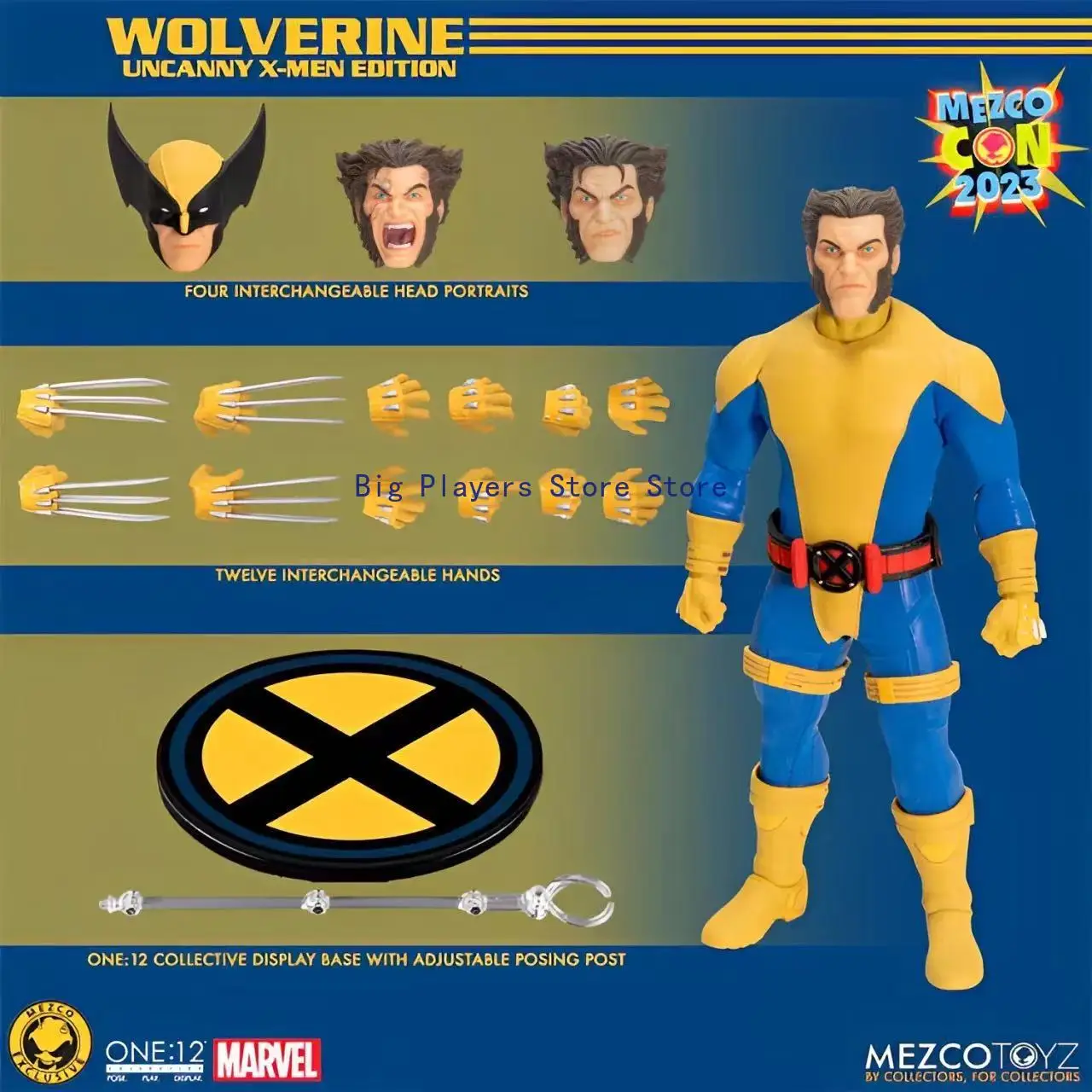 Boneco Articulado Mezco Ant X-Men Wolverine Logan com Uniforme Amarelo 1:12