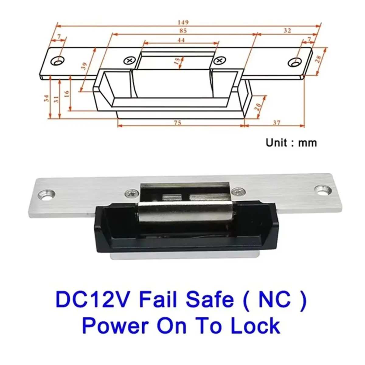 

A89X Adjustable Narrow Type Electric Strike Door Lock Unlock Mode Access Control Lock Access Control Lock Electric Lock NC