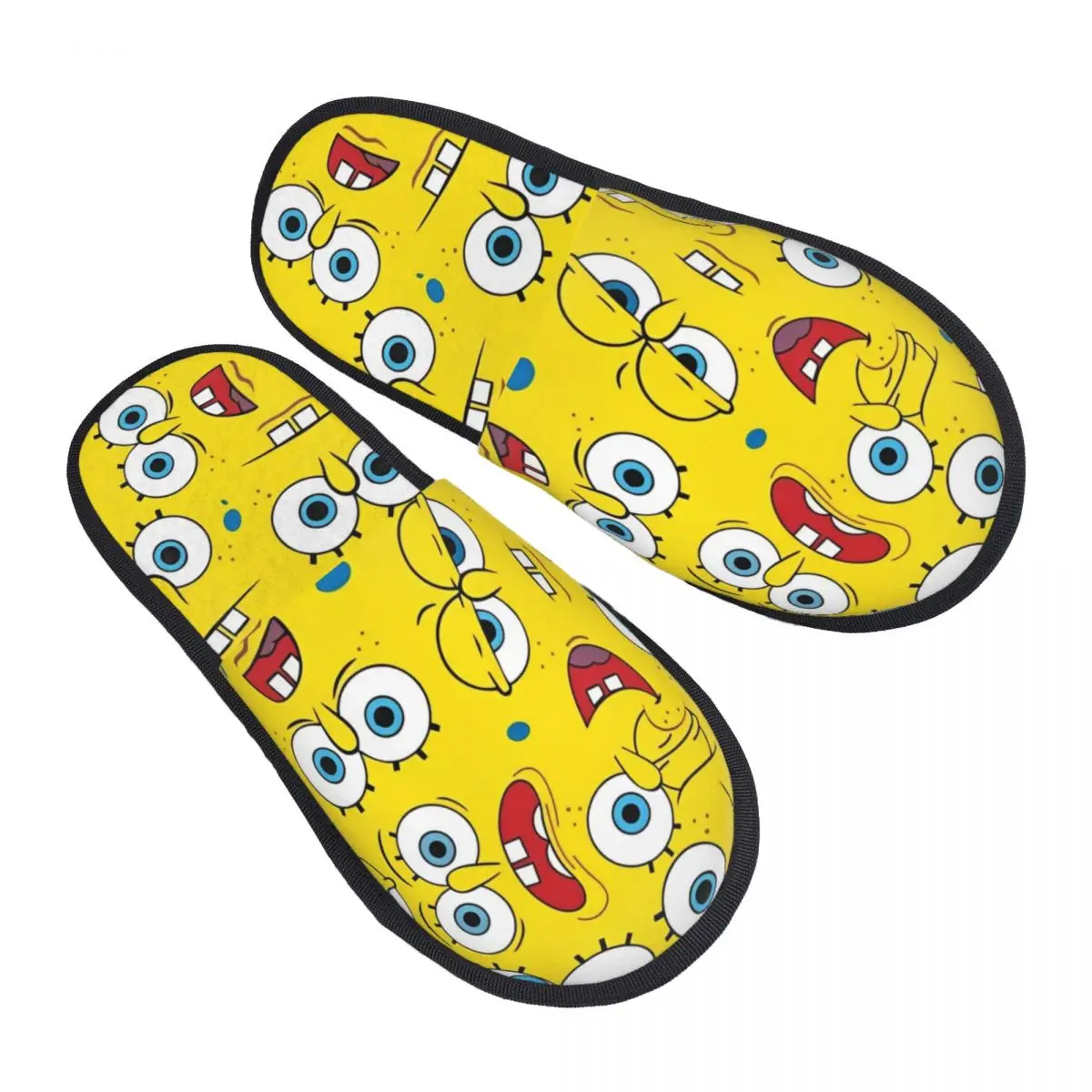 SpongeBobed Kids Cartoon Anime Home Cotton Slippers Non-slip Soft Memory Foam Cotton Slippers Living Room