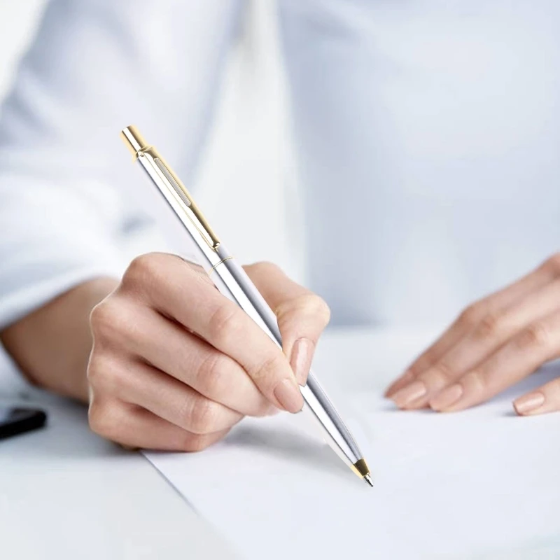 Thép không gỉ Kim Loại Đẩy Bút Bi Baoer 37 Bút Bi Tặng Đứng Yên Dropship