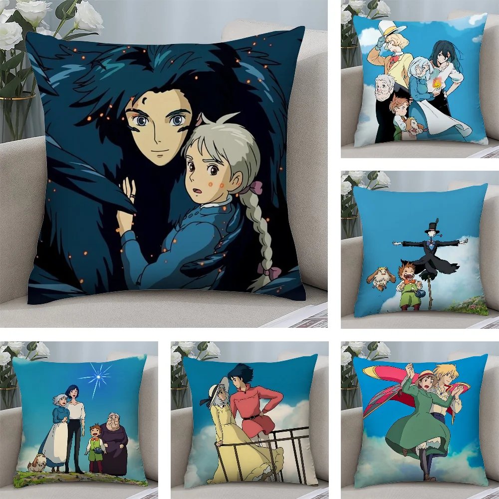 

Howl's Moving C-Castle Pillow Case Short Plush Pillow Covers Sofa Decorative Gift Home Double-sided Printing Cushion Cover