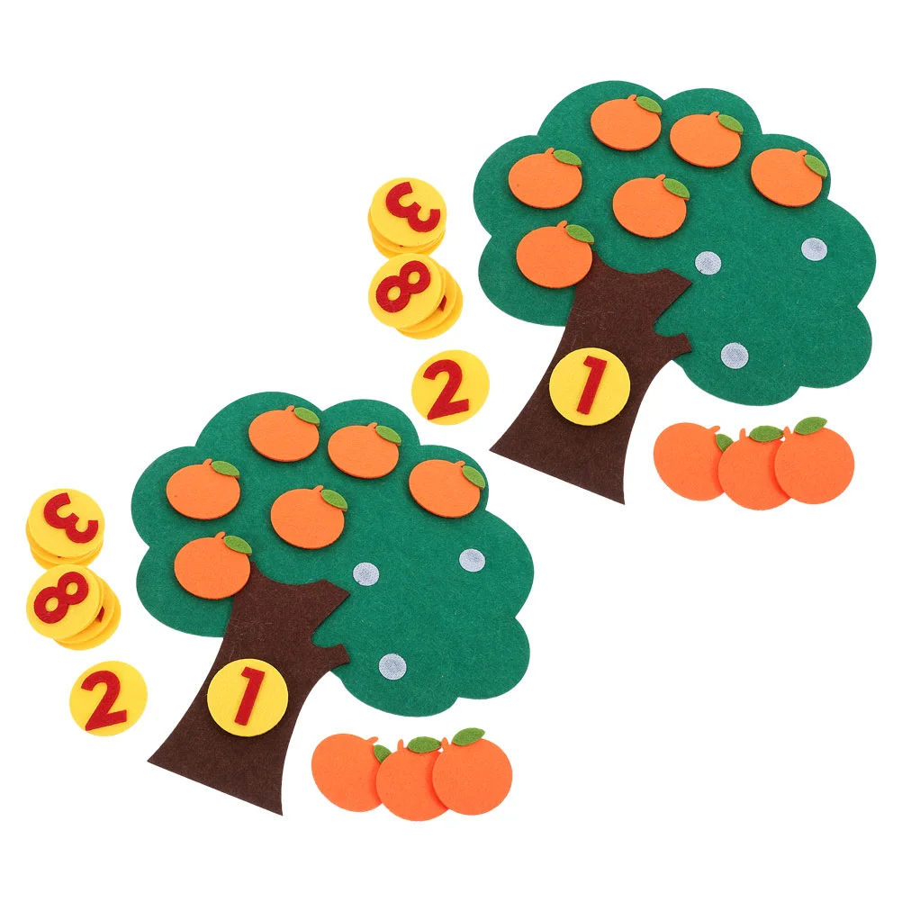 

2 Sets Digital Cognitive Toys Orange Manipulatives Oranges Preschool Kids Games for Tree Toddlers Felt Trees