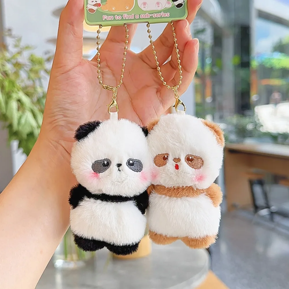 2pcs/set Creative Magnetic Otter Keychain Panda Dog Plush Animal Key Buckle Bear Mental Fruit Bag Charm Party