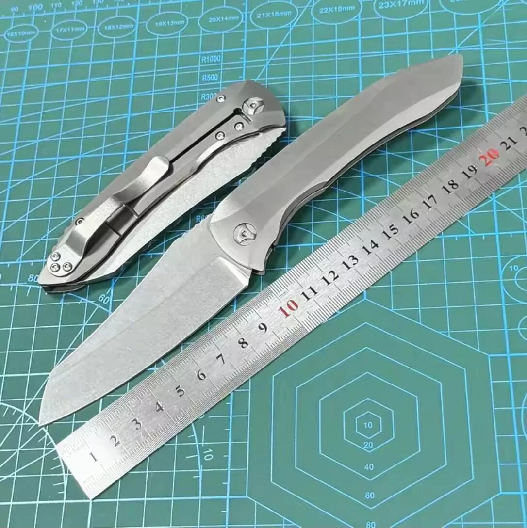 

Lism Store Spy-C238TIP Folding Knife 3.9" S90V Stonewashed Plain Blade, TC4 Handles - C238
