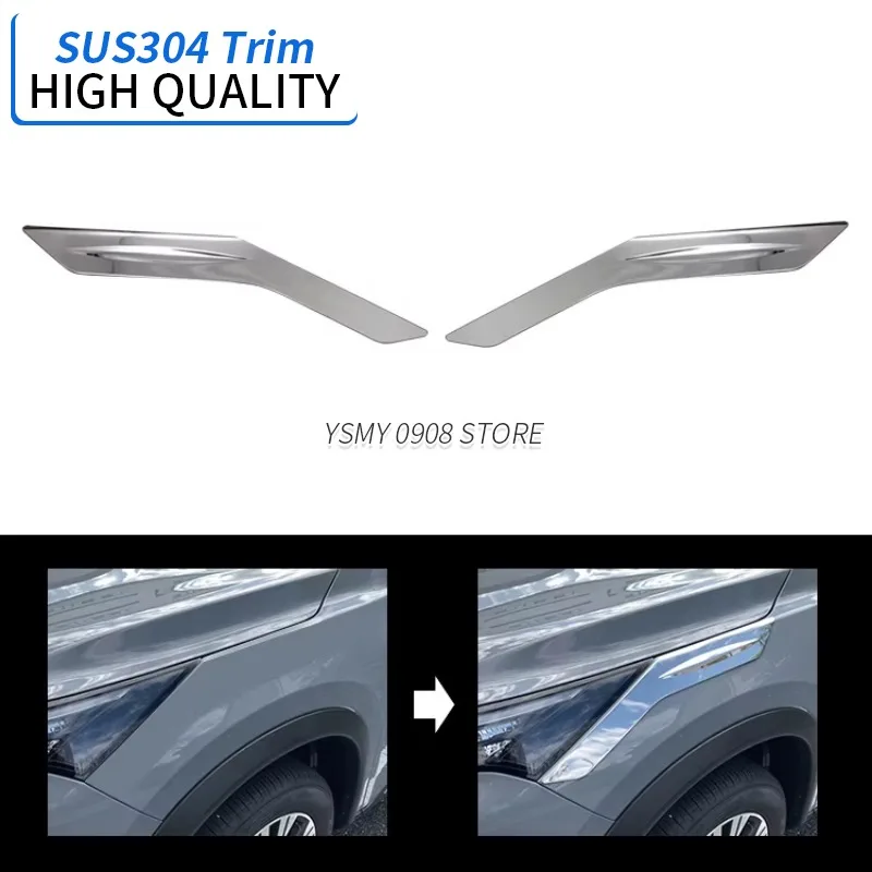 2PCS High Grade Stainless Steel Chrome Lamp Under Trim Car Exterior Styling Accessories for Nissan X-Trail 7/2022