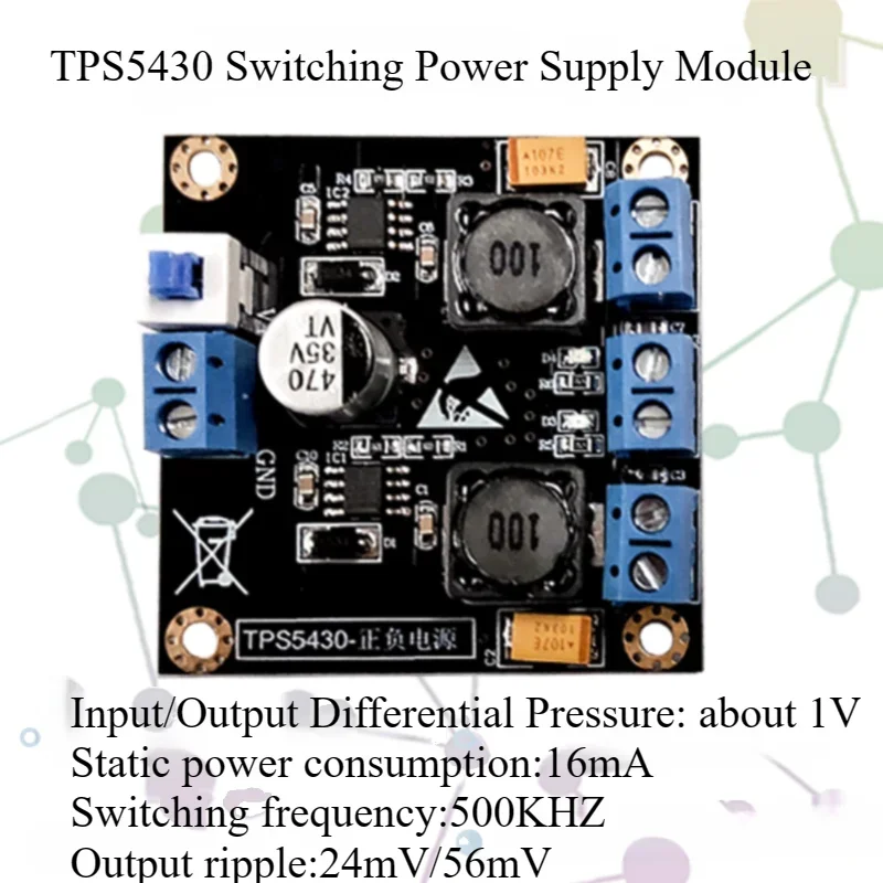 

TPS5430 Single to Dual Power Supply Converter - 5V/12V/15V Adjustable ± Output, 4.5V-17V Input, 3A Max for Industrial Use