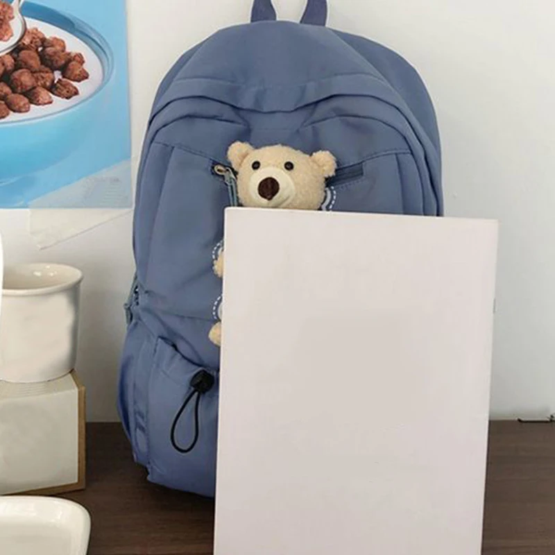 Trendiger „FASHION“-Label-Rucksack für tägliche Ausflüge zum Pendeln, stilvoller Bärendetail, mehrfarbig, leicht, lässig, geräumige Tasche