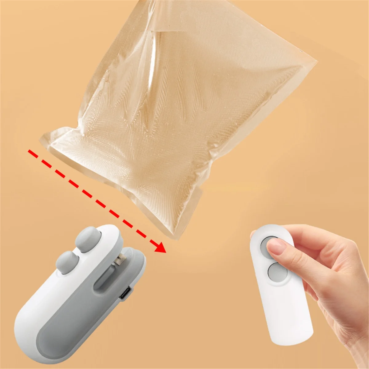 

USB Food Bag Sealer Bag Heat Sealer Machine Household Small Hand Pressure Bag Sealing Accessories Snack Sealer Clip -A