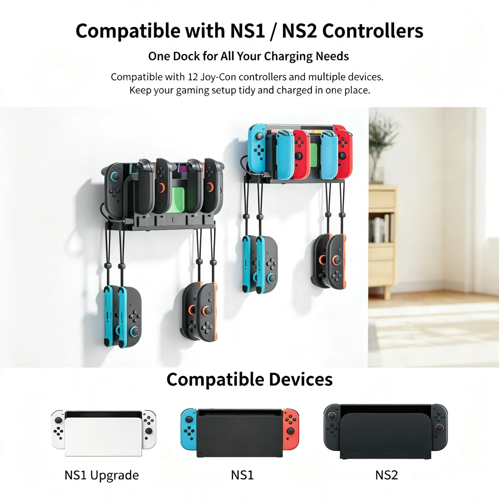 Universal Switch1/2 Charging Dock Wall Mount Joy-Con Left Right Controller Stand Console Storage Holder Gaming Accessories