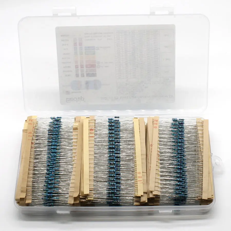 2600pcs/Lot 130 Values 1/4W 0.25W 1% Metal Film Resistors Assorted Pack Kit Set Lot Resistors Assortment Kits Fixed resistor