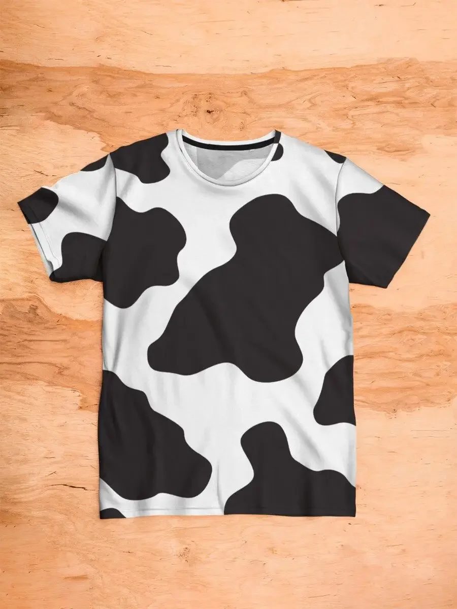

Summer Hot Selling Men Fashion T-shirt with Cow Pattern for Men Sports and Leisure T-shirt Quick Drying and Breathable T-shirt