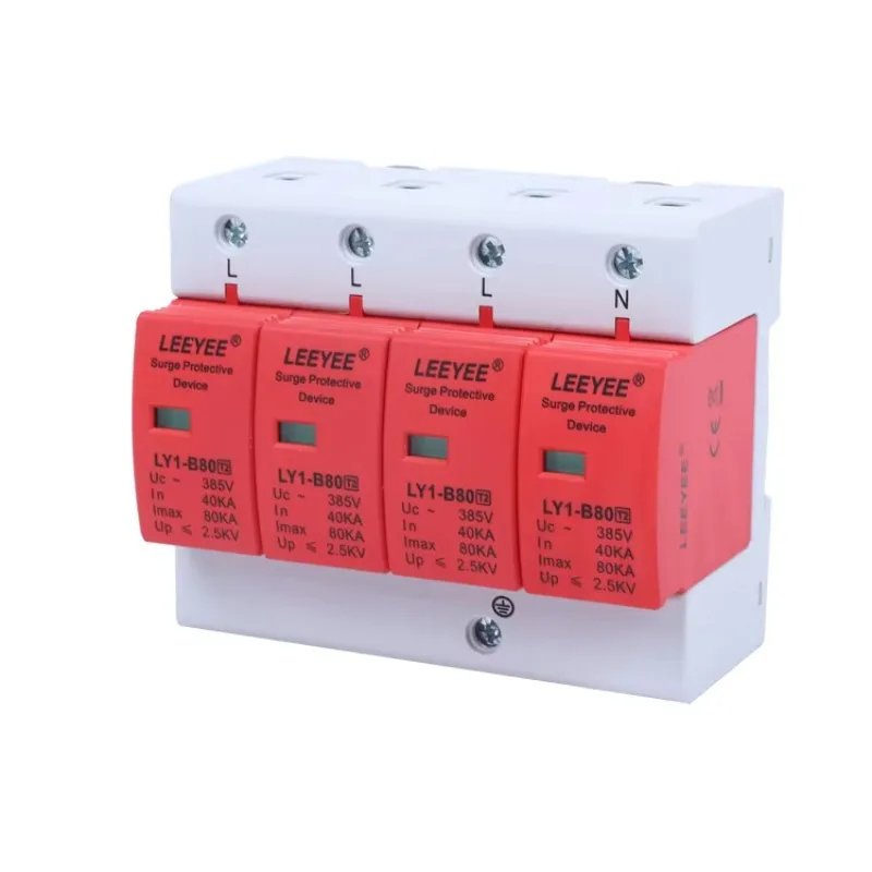 

Fireproof case B80 4P Ac Surge Protector Device 80KA 385V for Ac Power Line Over Voltage protection