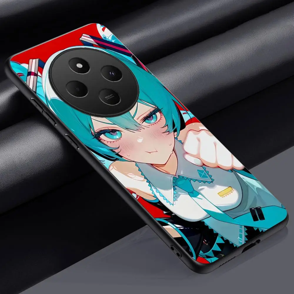 M-mikuS cute girl design ins Phone Case For Xiaomi Redmi 13C, 14C, Note14, 13, 12, 11, 10 Pro Plus S, Soft Black Phone Cover