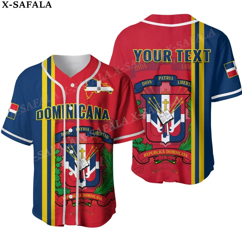 Dominican Republic Coat Of Arms Love Country 3D Printed Baseball Jersey Summer Shirt Men's Tops Tee Oversized Streetwear-4