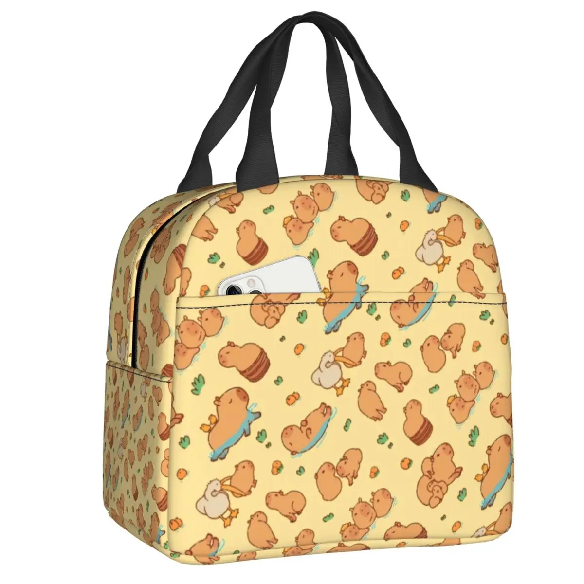 

Custom Cute Capybaras Pattern Lunch Bag Women Warm Cooler Insulated Lunch Box for Student School