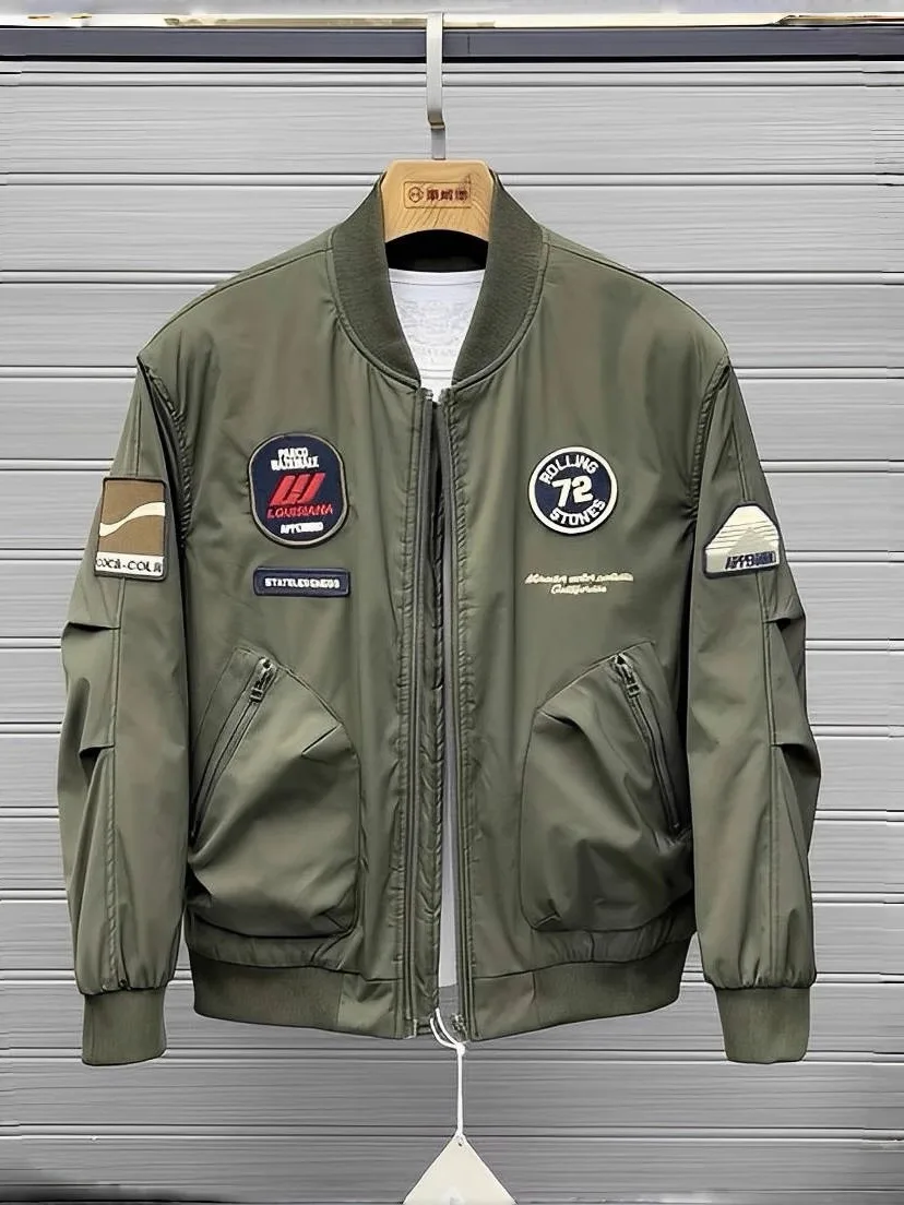 

Мужская модная повседневная куртка Slim Fit из хлопка на молнии, осенне-зимняя новинка, молодежная, стильная, трендовая