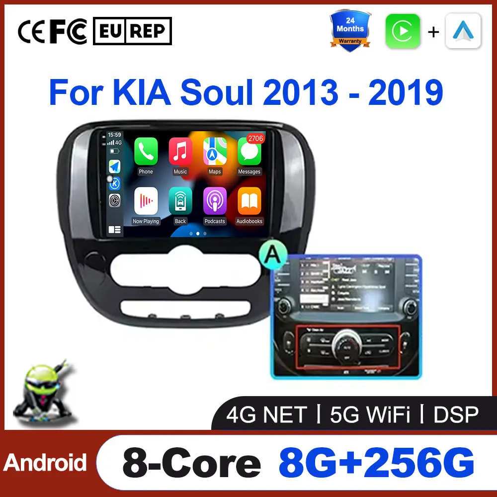 

For KIA Soul 2013 - 2019 Android AutoGPS Navigation Video Player Car Radio wireless Carplay Multimedia Stereo 5G WIFI No 2din