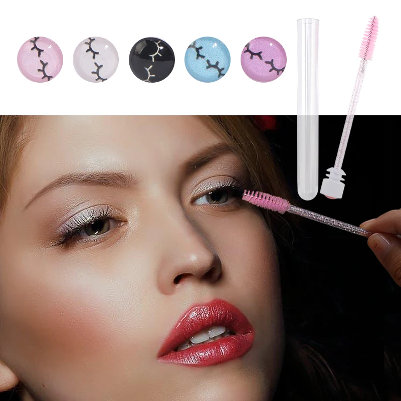 50/100 Eyelash Mascara Brushes Wands Dust-Proof Eyebrow Brush Tube Replaceable Makeup Applicator Reusable