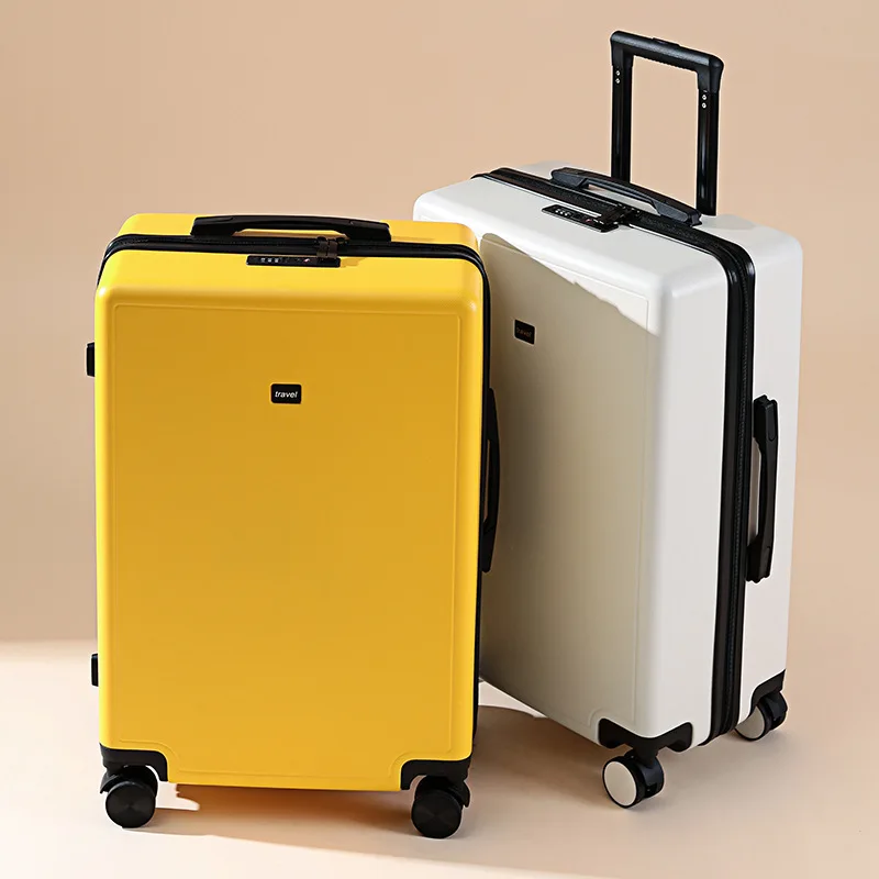 Solid Color Trolley Suitcase Lightweight Student Password Box 20 Inches Business Luggage Large Capacity Storage Box Unisex