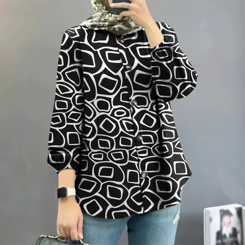 Faionable Floral Dames irt Bubble Sve Long Sve Lente Zomer Nieuwe collectie Grensoverschrijdend Midden-Oosten Maleisië