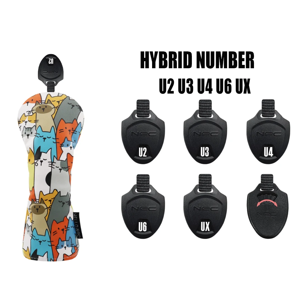 أغطية خشبية للجولف على شكل قطة جرافيتي من جلد البولي يوريثان، أغطية رأس نادي الجولف الناعمة والمتينة، واقي هجين مقاوم للماء للسائق