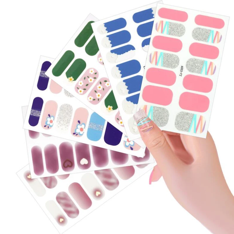 New French Nail Sticker Decals Finished Full Cover Nail Polish Wraps Adhesive Manicure Nail Art Decor Pegatinas Para Uñas