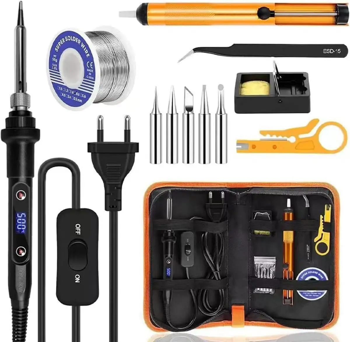 

Soldering Iron Set 80 W LCD Soldering Tool with Temperature Adjustable 180-500 °C Welding Solder Tool with 5 Soldering Tips