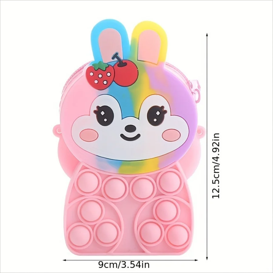 Girls silicone cute animal bag messenger bag coin purse kids stress relief pop toy stress relief bubble fun small gift shoulder