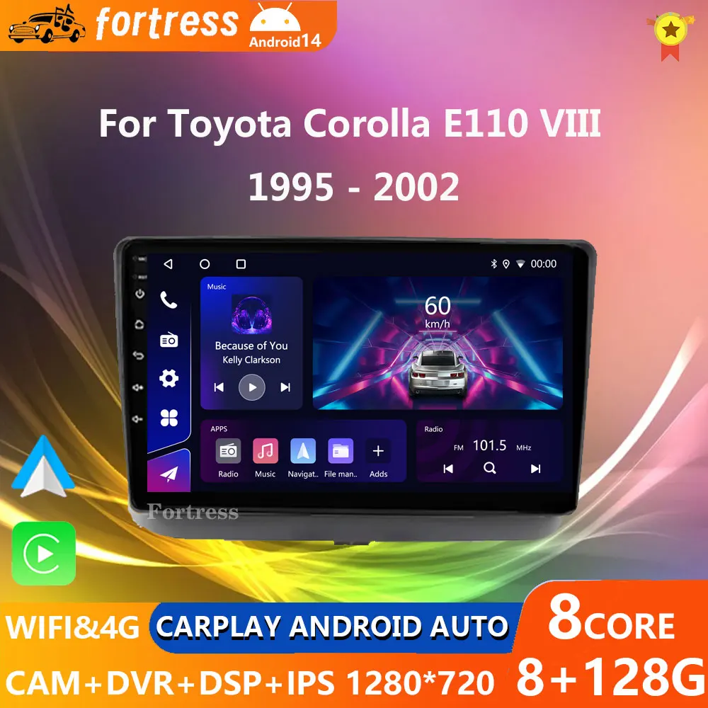 4G Android 13 Radio For Toyota Corolla E110 VIII 1995-2002 Right Wheel Car stereo Multimedia Player Carplay Auto GPS navigation