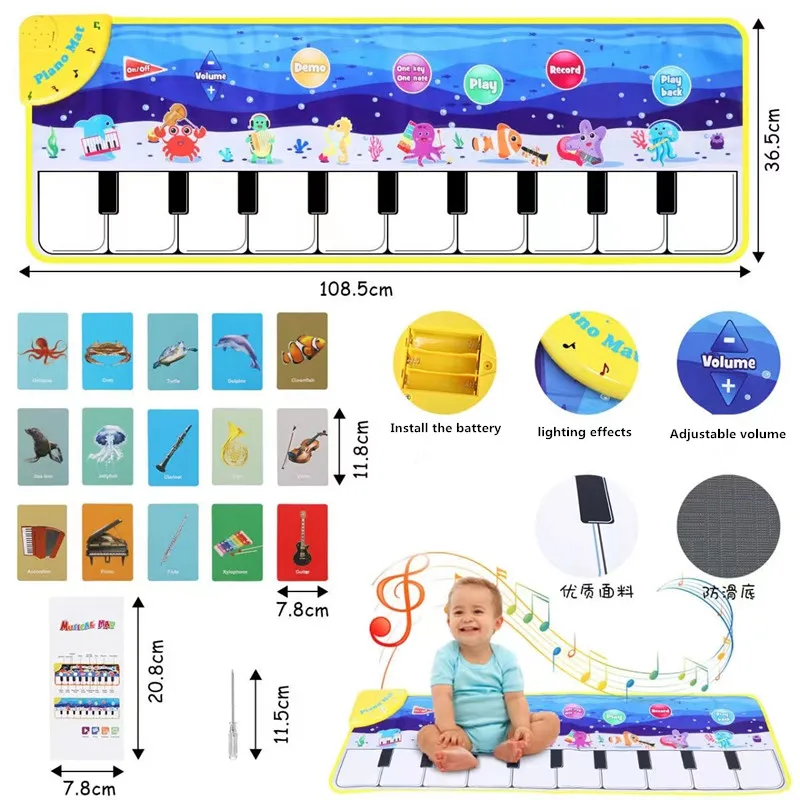 

Education Piano Mat Animals Musical Mat Dance Mat for Kids Touch Play Dancing Mat Toy Gifts for 1 2 3+ Years Toddlers Boy Girl