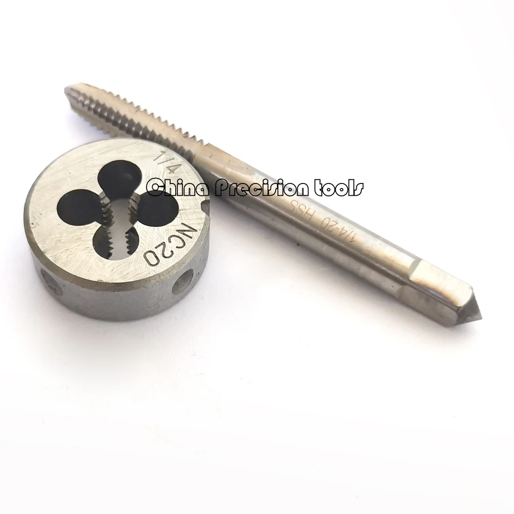 Juego de troquel y grifo de rosca unificado, 2 uds., UNC 1/4 5/16 3/8 1/2 9/16 5/8 3/4, troqueles de tornillo, juegos de grifos de flauta recta UNF UNS 3/4-20 1/2-28
