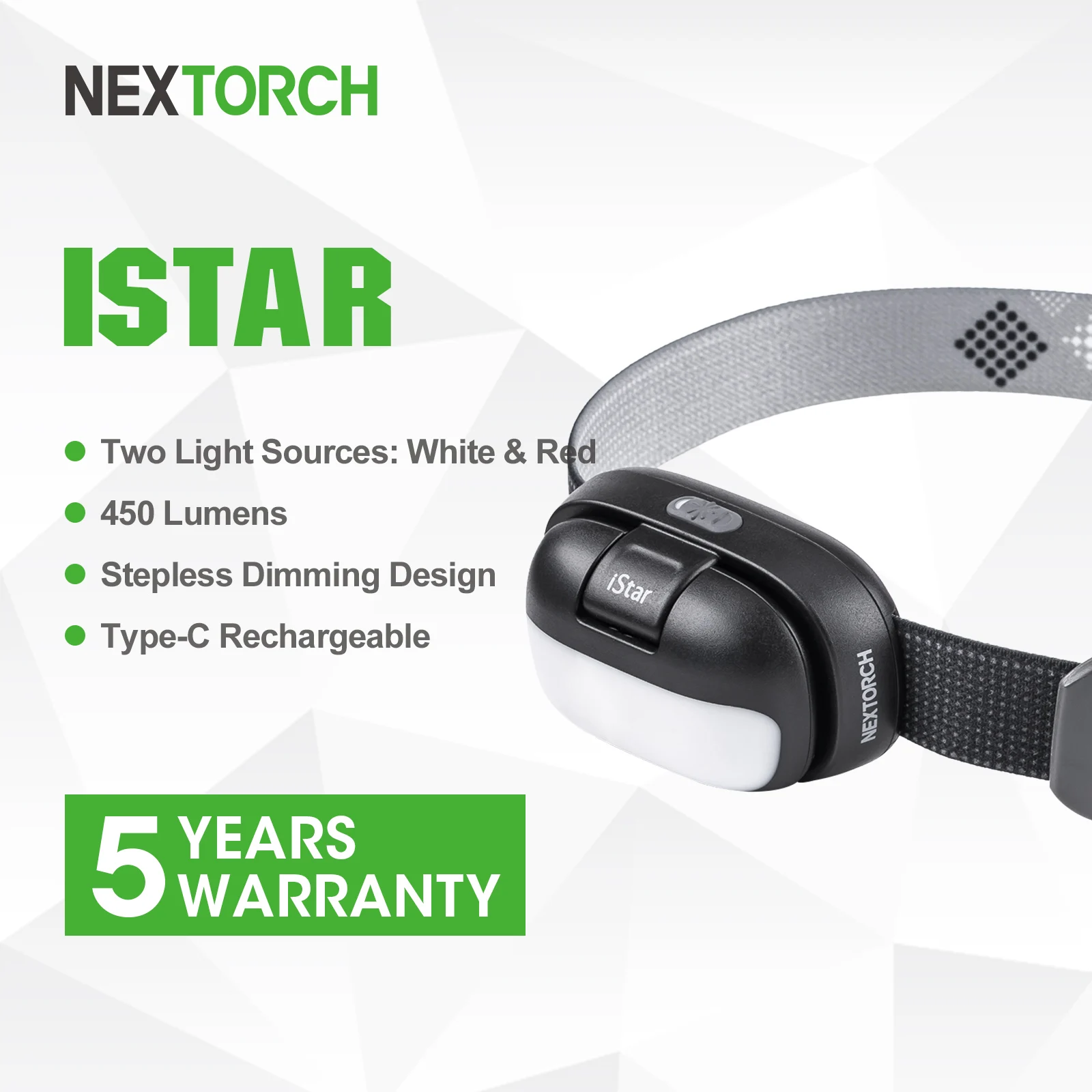 Nextorch Rechargeable Led Headlamp, Mini Head Light 450 Lumens with White& Red Light for Outdoor Camping Climbing, iStar