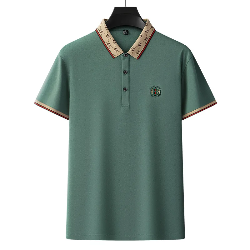 New Summer Breathable Jacket Luxury Men's Cotton Embroidered Business Short Sleeve POLO Shirt Solid Color Lapel Men Casual 2024