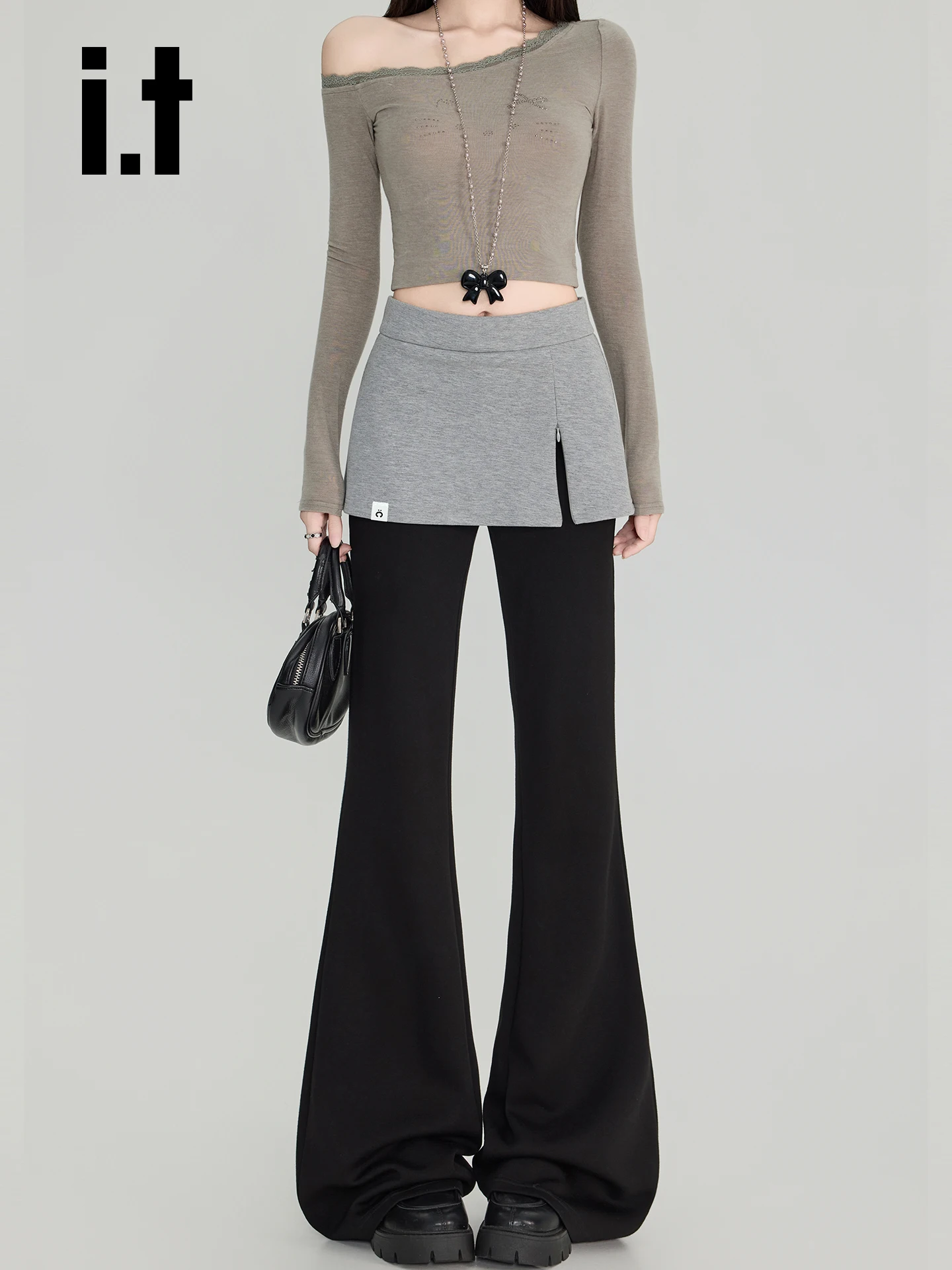 

High Waist Bell Bottom Yoga Pants Women's Spicy Girl Black Casual Skirt Pants Design Sensation Spring Fashion Ladies' Pants