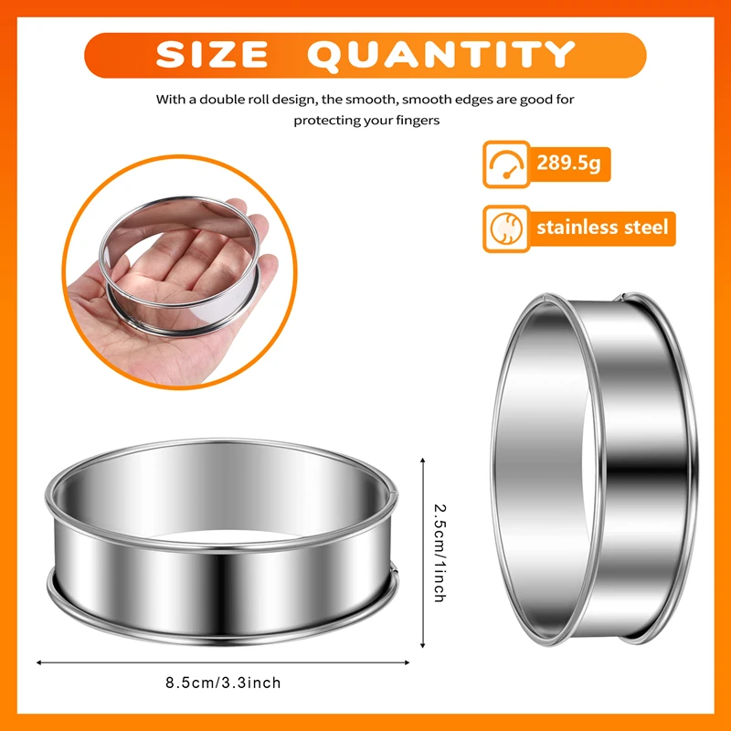 حلقات مزدوجة من الفولاذ المقاوم للصدأ ، حلقات مافين مستديرة ، قوالب فطائر معدنية ، tarin "، 12 46 46