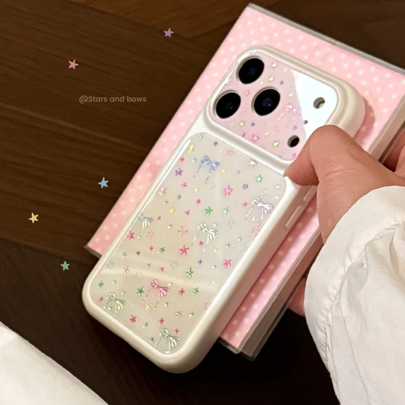 Cute Star Bowknot Print Soft TPU Protective Cover Shockproof Anti-drop Anti-fingerprint Phone Case Compatible with iPhone 17 16
