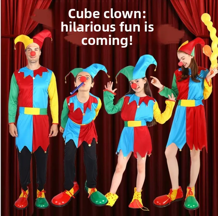 

Комплект одежды клоуна на Хэллоуин для мальчиков и девочек, костюм для выступлений, детская одежда из полиэстера, сценическое выступление