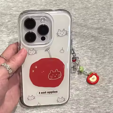 Apple kitten pendant Phone Cases For Samsung galaxy s25 s24 s24plus s24ultra s23 s22 s21 s21fe s23fe s20 s20fe Cover